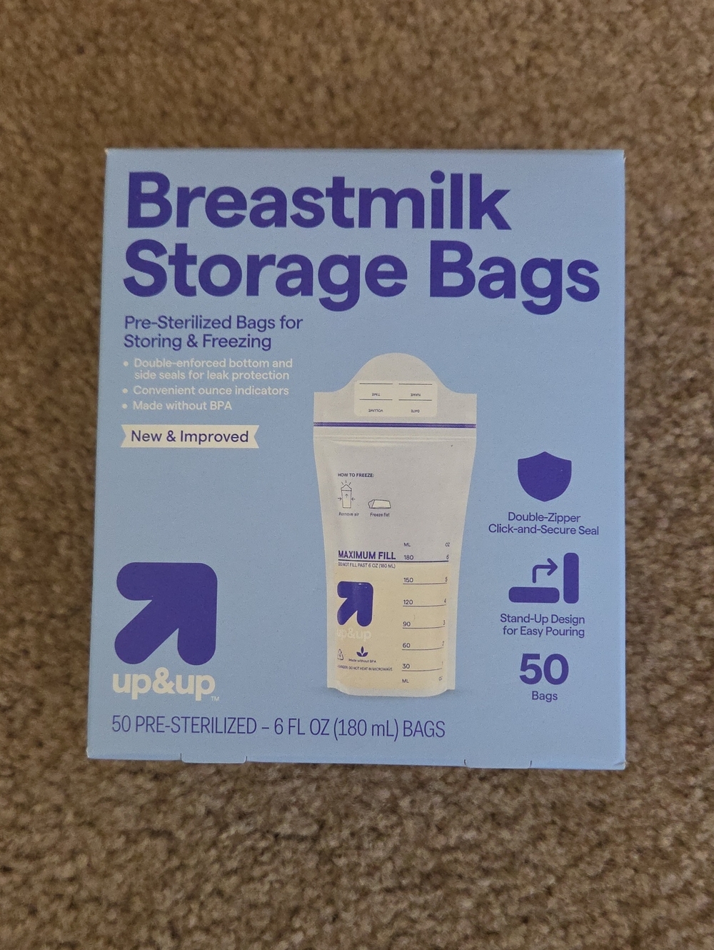 Blue Breastmilk Storage Bags - 50 Count